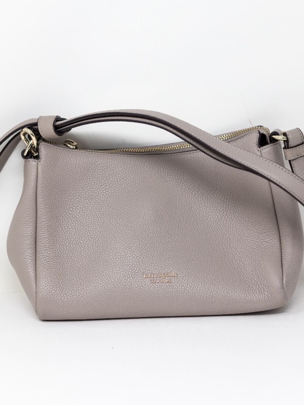 Kate Spade Knott Medium Genuine Pebbled Leather Shoulder Bag Purse Gray